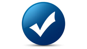 Validation icon, a check mark in a blue circle